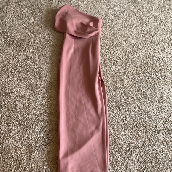 ASOS PINK SCUBA MATERIAL SLIT ONE SHOULDER DRESS SIZE 4 - Picture 2 of 8